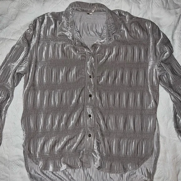 Free People My Best Top, velvet in winter fog, silver gray, oversized,fits M / L - Picture 4 of 8